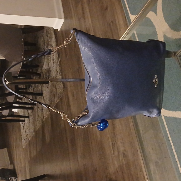 Coach Abby Blue Leather Shoulder Bag with Silver Accents - Picture 2 of 9